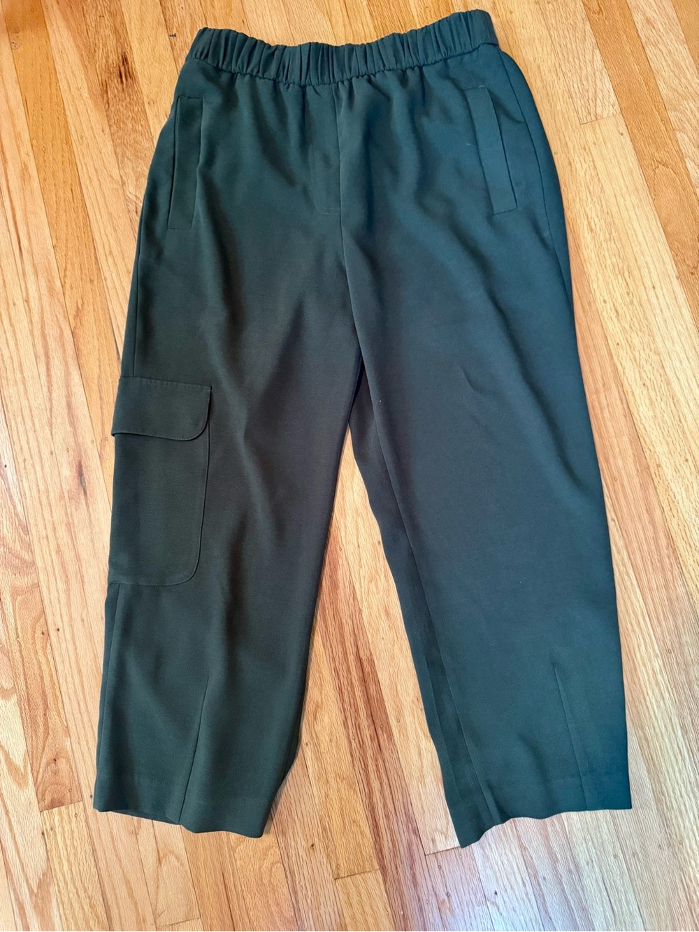 Whistles Dark Green Cargo Pocket Cropped Pants medium